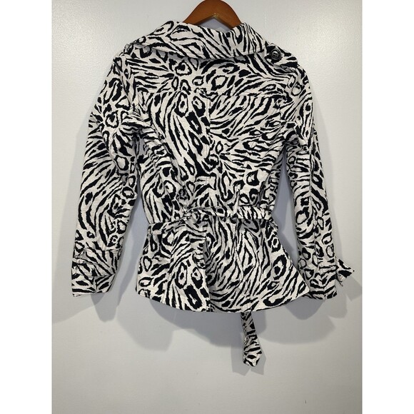 Marina Luna Womens Black And White Animal Print JacketSize S Trendy Casual - Picture 11 of 11